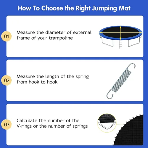 Miniatura 6 de GYMAX Tapete para cama elástica, 8 pies/10 pies/12 pies/14 pies/15 pies/16 pies, tapete de repuesto para trampolín con anillos en V