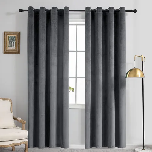 Miniatura 21 de VANASEE Cortinas de terciopelo gris oscuro para dormitorio, 63 pulgadas de largo, cortinas opacas para oscurecer la habitación, cortinas