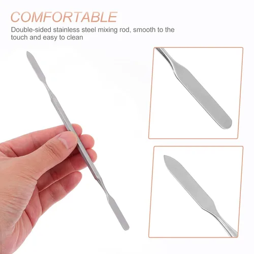 Miniatura 2 de 4 piezas de acero inoxidable Depotting espátula de maquillaje herramienta de maquillaje accesorios para maquillaje cosméticos mezcla