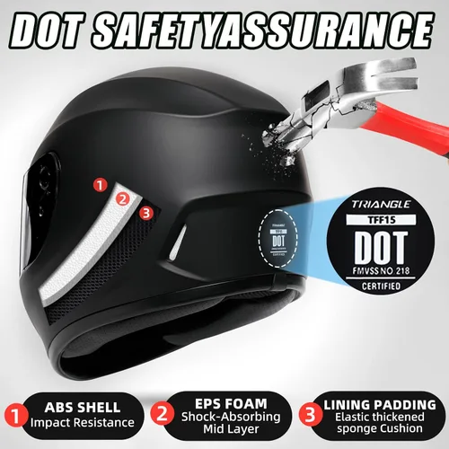 Miniatura 2 de TRIANGLE Cascos de motocicleta de cara completa para hombres y mujeres con visera tintada y transparente, cumple con la aprobación DOT BLANCO BRILLO