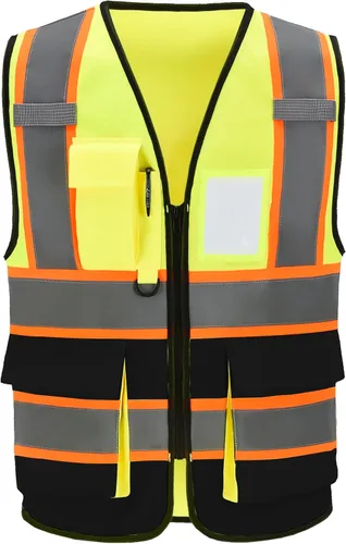 Miniatura 8 de AYKRM 11 color alta visibilidad reflectante chaleco de seguridad para mujeres hombres bolsillo cremallera ANSI/ISEA estándar Rojo