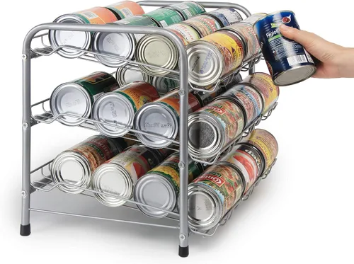 Miniatura 9 de Organizador de latas para despensa, dispensador de almacenamiento de latas para alimentos enlatados (3 niveles)