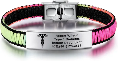 Miniatura 9 de Pulseras de alerta médica para mujeres Pulseras de identificación médica personalizables para hombres, niñas y niños Pulseras médicas trenzadas