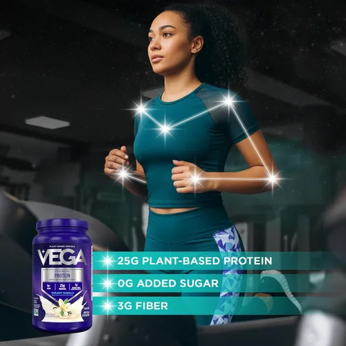 Miniatura 4 de Vega Original Essential Protein - 25g de proteína vegetal, vainilla cremosa, 20 porciones, mezcla para bebida vegana sin OMG, lista para batidos