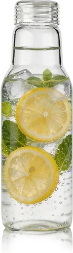 Botellas de agua de vidrio con tapas, botellas de jugo de vidrio de 16 onzas, vasos resellables, tarros de vidrio transparente para almacenamiento