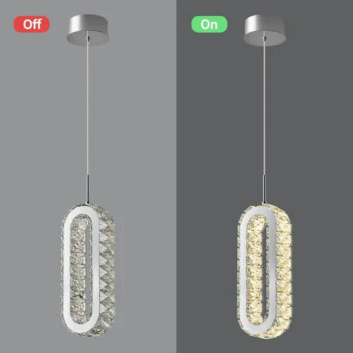 Miniatura 5 de Iluminación colgante para isla de cocina LED moderna cromada, mini candelabros ovalados de cristal para dormitorio, sala de estar, baño, comedor