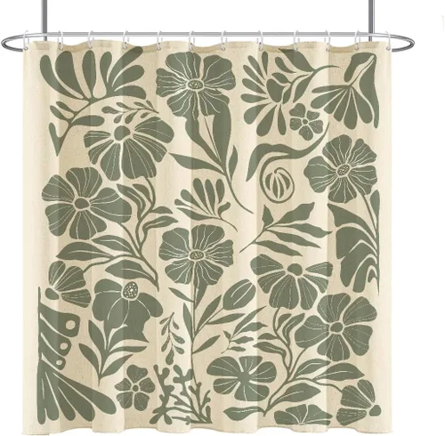 Miniatura 9 de Black Floral Shower Curtain Stall Small Half Single Mini Boho Flower Farmhouse Vintage Gothic Abstarct Retro Funky Botanical Moody Fabric Cloth