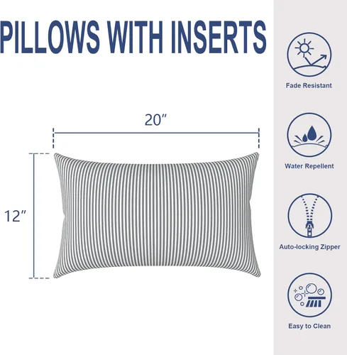Miniatura 781 de Juego de 2 almohadas para exteriores de 16 x 16 pulgadas, repelentes al agua con interiores, para muebles de patio, hogar, jardín, geometría bohemia