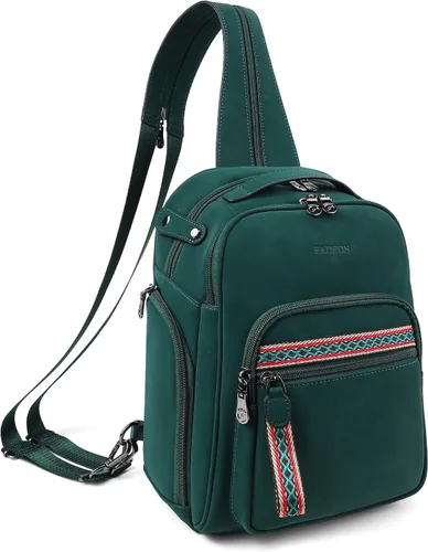 Miniatura 11 de FADEON Bolso bandolera grande para mujer, bolso cruzado de cuero de diseñador, mochila convertible, mochila antirrobo para viajes, 1 estilo retro 1