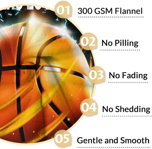 Miniatura 4 de Mantas de baloncesto – Manta suave y mullida para niños – Manta pequeña de 30 x 40 pulgadas para sala de estar y oficina – Manta deportiva negra