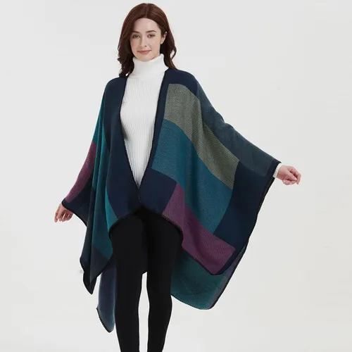 Miniatura 19 de Poncho chal para mujer, suéteres suaves y cálidos para mujer, parte delantera abierta, poncho de viaje para otoño, invierno y primavera