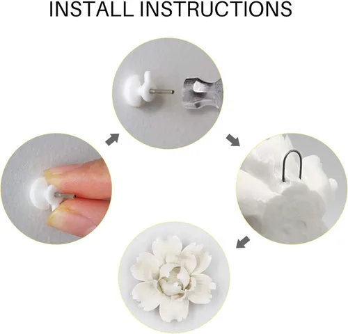 Miniatura 7 de LIUCOGXI 5 piezas de flores de cerámica para decoración de pared hechas a mano 3D colgantes de porcelana, arte de pared, escultura blanca de peonía