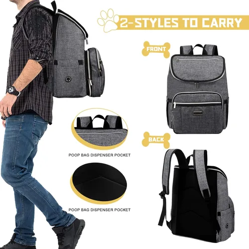 Miniatura 4 de BAGLHER Mochila de viaje para perros – Contenedor de comida desmontable para perros para suministros para mascotas, mochila de equipo para perros