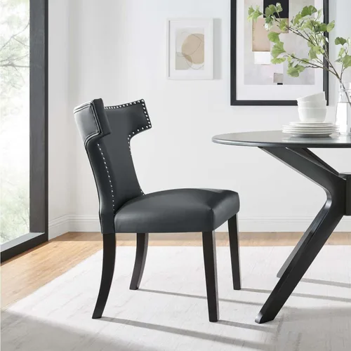 Miniatura 2 de Modway Silla de comedor de cuero vegano Curve en gris