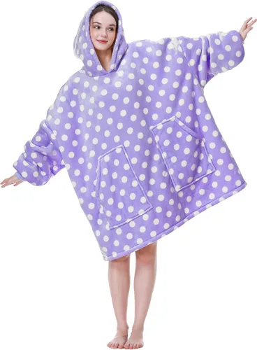 Miniatura 12 de Aemicion - Manta con capucha tipo sudadera tamaño grande, vellón Sherpa con mangas y bolsillo, unisex para adultos, ideal para hogar, oficina