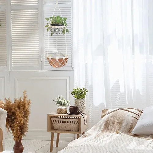 Miniatura 3 de Cesta de frutas colgante de macramé, soporte bohemio para verduras para almacenamiento de alimentos Kichen con gancho, organizador de productos