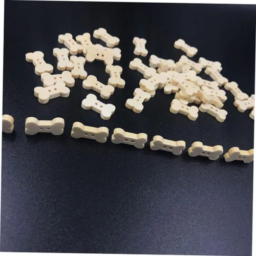 Miniatura 9 de TEHAUX 100 botones de madera con forma de hueso de perro, 2 botones de madera de 0.9 in con 2 agujeros, botones decorativos sin terminar, hebilla