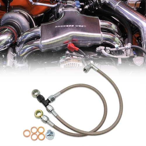 IAG Performance Alimentación de aceite Turbo y línea AVCS para Garrett GT Series Turbo para Subaru WRX 2006-14, 04-21 STI, 05-09 Legacy GT, 04-08