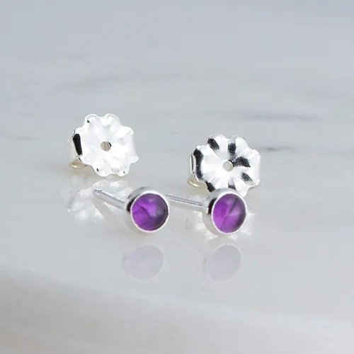 Miniatura 4 de Aretes pequeños de plata de ley para cartílago, tragus, hélix, múltiples piercings hipoalergénicos, piedra natal para mujer, juego de bisel