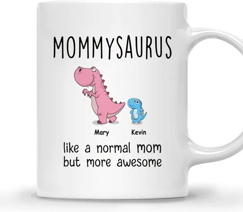 Miniatura 31 de Gossby Taza personalizada (1 niño) AUNTASAURUS Like a Normal Aunt but More Awesome - Taza de café para la abuela de parte de la nieta, nieto