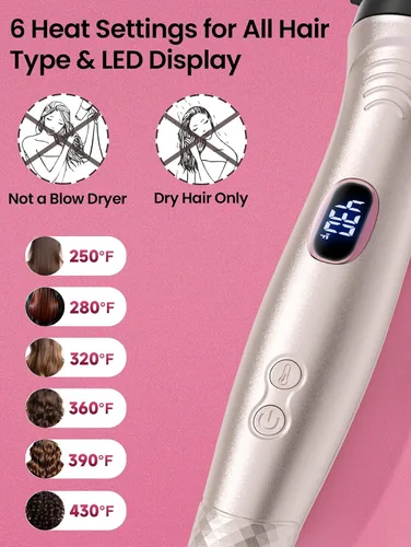 Miniatura 3 de Cepillo térmico infrarrojo de 1.65 pulgadas, iones negativos 2 en 1 de 328.1 ft, cepillo redondo para alisar, alisar y alisar, 6 ajustes de calor