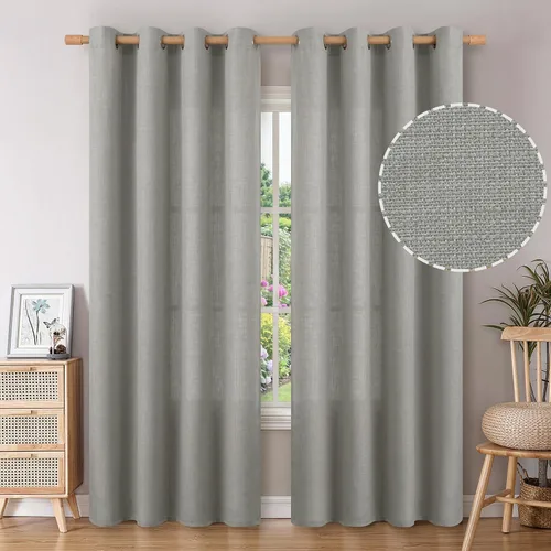 Miniatura 70 de BGment Cortinas de Lino Beige de 63 Pulgadas de Largo 2 Paneles - Tratamientos para Ventanas con Textura de Arpillera Filtrantes de Luz Cortinas