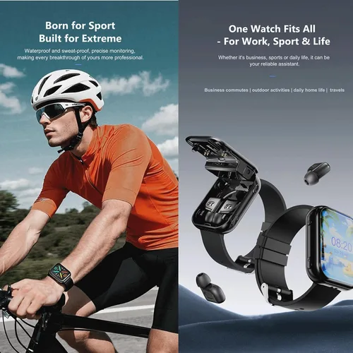 Miniatura 5 de Tuanzi Reloj inteligente T1 2 en 1 con auriculares inalámbricos 1.8 pulgadas HD Fitness Tracker con monitor de frecuencia cardíaca 19 modos