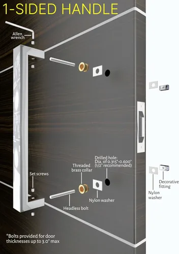 Miniatura 5 de Manija de puerta delantera de acero inoxidable de 12 pulgadas, acabado cromado pulido, tirador de puerta moderno externo para puertas comerciales