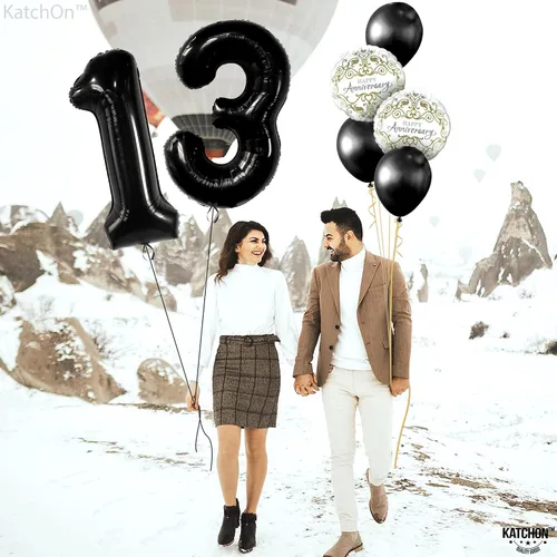 Miniatura 8 de KatchOn, Globos negros enormes del número 13, 40 pulgadas, globo negro de cumpleaños número 13 para decoraciones de cumpleaños de 13 para niños