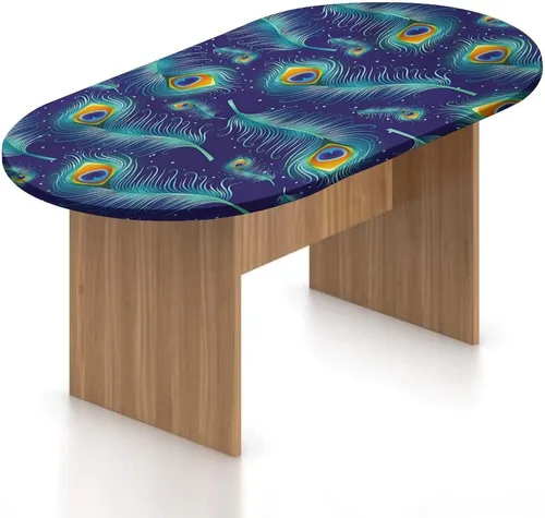 Miniatura 21 de XISUNYA Mantel ovalado ajustable, mantel de poliéster elástico de pavo real, mantel ajustable con estampado de flor de primavera japonesa, se adapta