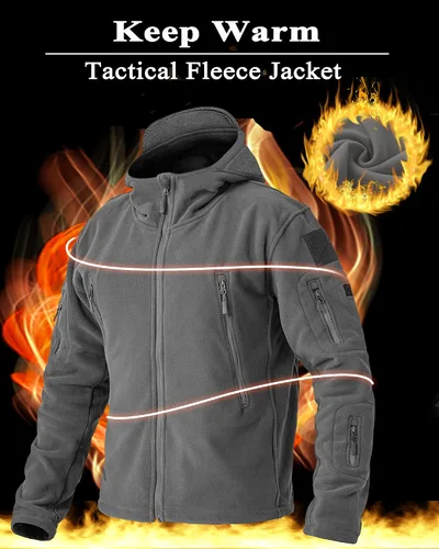 Miniatura 4 de BIYLACLESEN Chaquetas tácticas de forro polar Softshell para hombre con cremallera completa