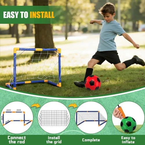 Miniatura 3 de Soccer Goal Set 23" W×18" H×12" D, Portable Soccer Goal Training Equipment, Mini Soccer Net with 3 Soccer Ball for Sports Game, Soccer Set for Kids