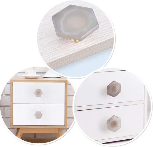 Miniatura 4 de Rockcloud Cajón de perilla de ágata con tornillos, mango de ágata morada en forma de corazón para armario, armario, accesorios de ferretería