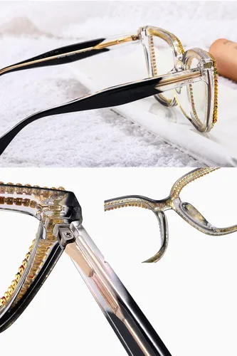 Miniatura 4 de ICARA Oprah Style - Gafas de lectura con diamantes para mujer, marco cuadrado de gran tamaño, bloqueo de luz azul, lectores de computación