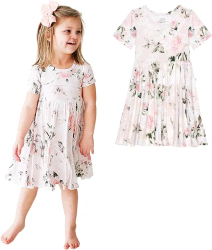 Miniatura 10 de Posh Peanut - Vestidos para niñas – Vestido suave para niña hecho con viscosa de bambú – Vestidos de otoño, primavera y verano para niñas