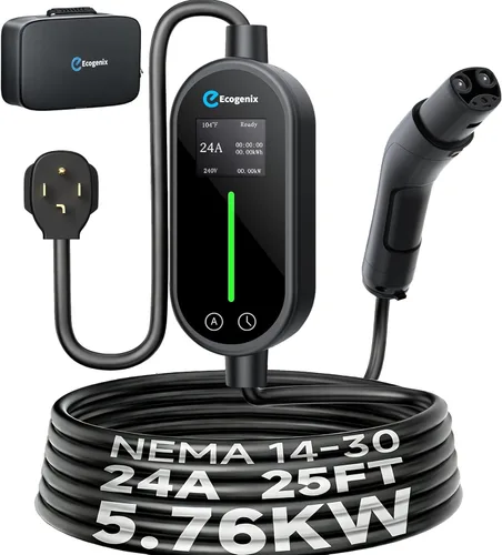 Miniatura 9 de Ecogenix Cargador móvil Tesla de nivel 1/2, cable de carga portátil para el hogar de 16A/110V-240V para Modelo 3/Y/S/X, amperaje ajustable, apto