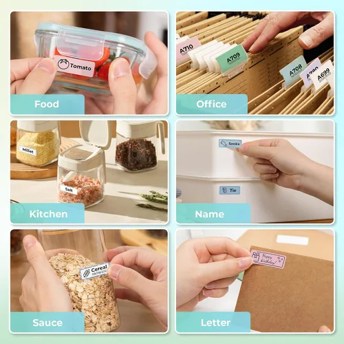 Miniatura 6 de Cinta para hacer etiquetas genuina Nelko P21, papel de impresión de etiquetas adaptado, 14x40mm (0.55"x1.57"), laminado estándar, reemplazo