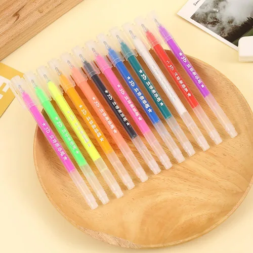 Miniatura 3 de Katutude Juego de bolígrafos de tinta de gelatina brillante 3D, paquete de 6 bolígrafos de gel fluorescentes con purpurina coloreada, bolígrafos