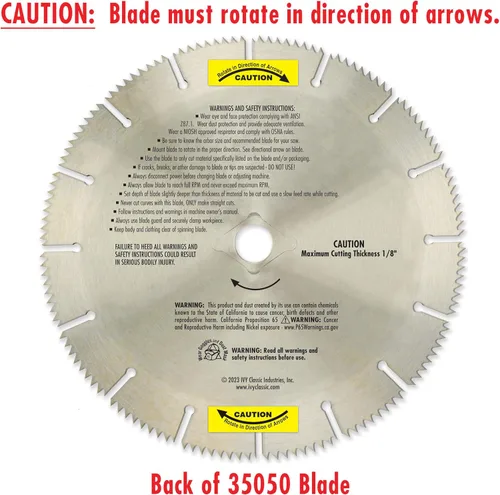 Miniatura 3 de IVY Classic 35050 Swift Cut 7-1/4" 128 dientes de aluminio y plástico Hoja de sierra circular de corte rápido con eje de 5/8" con agujero rómbico