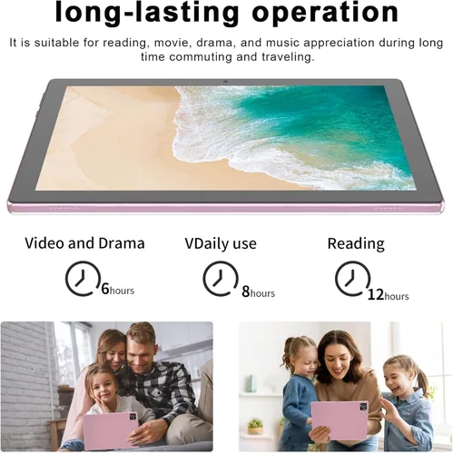 Miniatura 2 de HOTTABLET 10" Tableta Android 15 de 12 (4+8Expand) GB RAM+64GB ROM, cámara dual de 2+8 MP, batería de 6000 mAh (tableta+estuche+lápiz capacitivo)