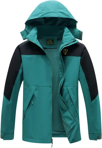 Miniatura 30 de GIISAM Chaqueta de lluvia para hombre, impermeable, ligera, para exteriores, rompevientos con capucha