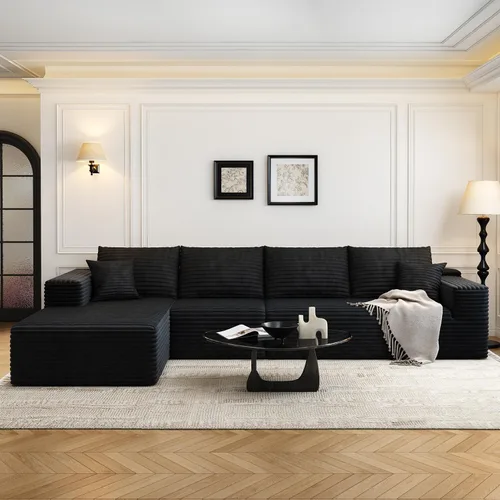 Miniatura 25 de Sofá seccional modular Cloud de 107.5 pulgadas con 1 otomana, sofás tapizados modernos minimalistas, cómodo sofá en forma de U para sala de estar