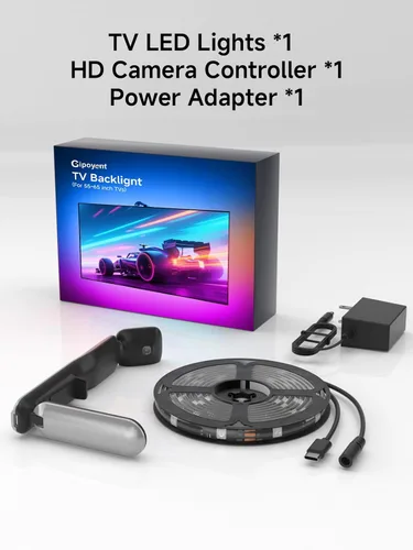Miniatura 7 de GIPOYENT Retroiluminación LED para TV con cámara, luces de sincronización de pantalla RGBIC de 10.5 pies para televisores y monitores de PC de 32 a