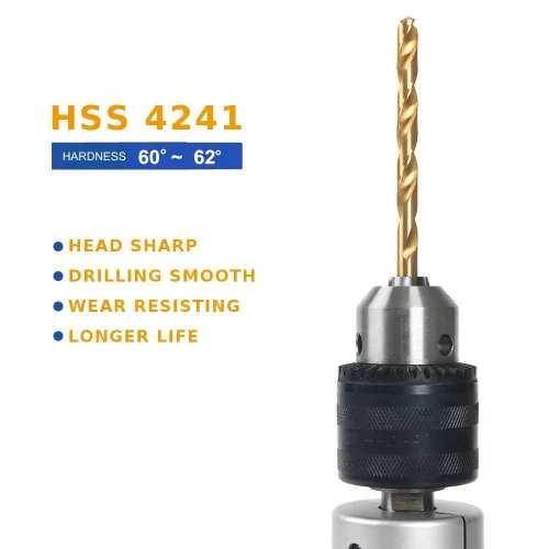 Miniatura 3 de DRILLFORCE (5 piezas) Brocas con revestimiento de titanio HSS de 25/64 pulgadas x 5-1/8 pulgadas, longitud Jobber, vástago recto, taladro de metal