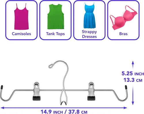 Miniatura 5 de Perchas para camisetas sin mangas que ahorran espacio, paquete de 6 multifuncionales con clips, organizador de armario, perfecto para guardar