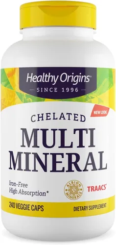 Healthy Origins Quelated Multi Mineral, 240 cápsulas vegetales – Con Albion Minerals TRAACS High Bioavailability Complex – Apoya la salud ósea, la