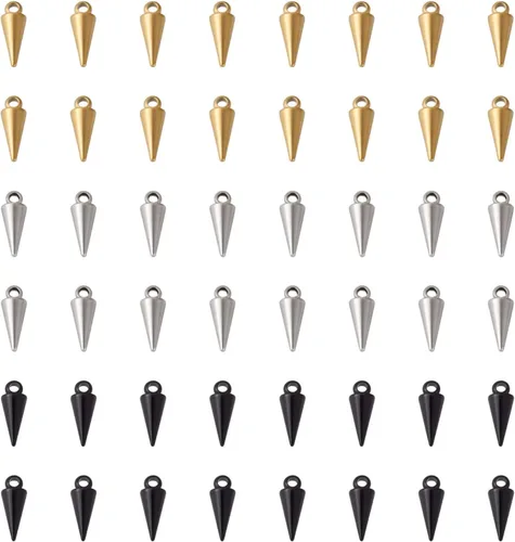 150 dijes de cuentas con forma de espiga, estilo tibetano, forma de cono de bala larga, para manualidades, collares, aretes, joyería