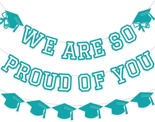 Miniatura 19 de Letrero con texto en inglés «We Are So Proud Of You», decoración para fiesta de graduación, guirnalda de tapa de felicitaciones, letrero de pared