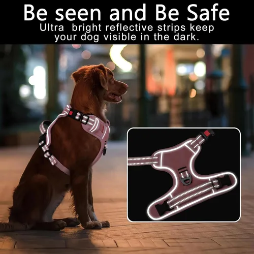 Miniatura 2 de Timos Arnés para perro de tamaño pequeño, arnés sin tirones para mascotas con cuello a presión bloqueable, chaleco reflectante para perro, sin