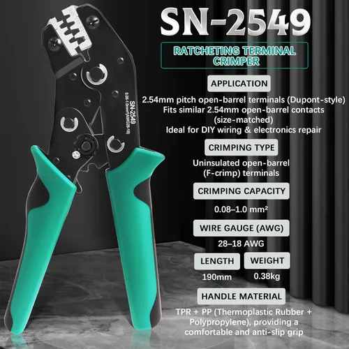 Miniatura 3 de Kit de crimpadora de trinquete SN-2549, 2316 piezas de conectores y terminales JST-XH 2.54mm/JST-PH 2.0mm/DuPont, con cabeceras de pines y cable